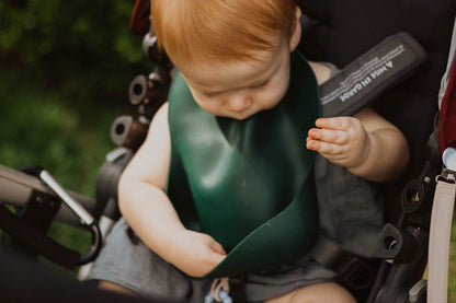 Three Little Tots Forrest Green Silicone Bib with Crumb Catcher