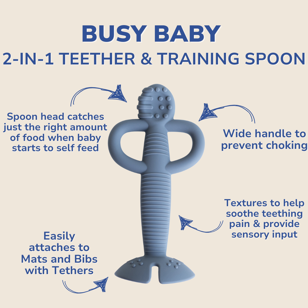 Busy Baby 2-in-1 Teether & Training Spoon PEWTER