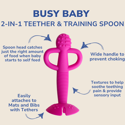 Busy Baby 2-in-1 Teether & Training Spoon PINK