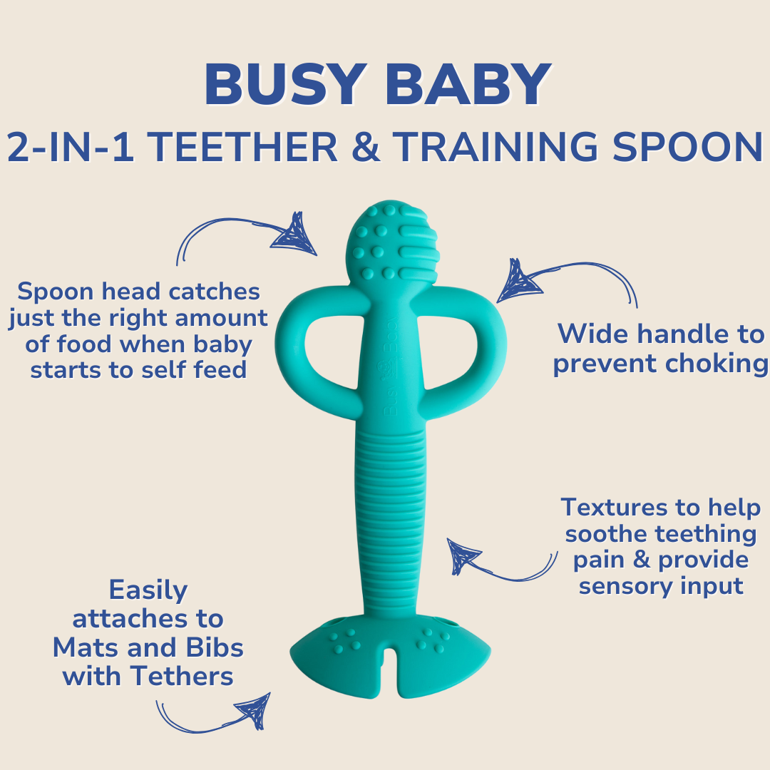 Busy Baby 2-in-1 Teether & Training Spoon SPEARMINT