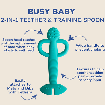 Busy Baby 2-in-1 Teether & Training Spoon SPEARMINT