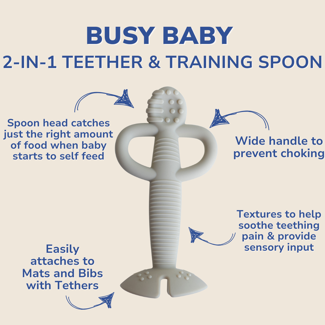 Busy Baby 2-in-1 Teether & Training Spoon TAN