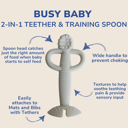 Busy Baby 2-in-1 Teether & Training Spoon TAN