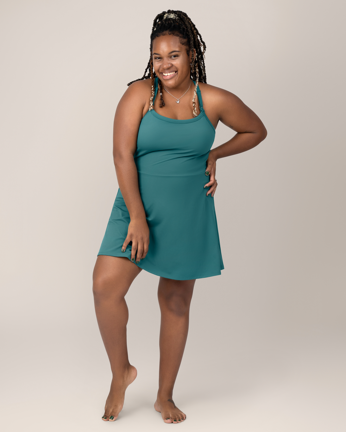 Kindred Bravely Stevie Active Racerback Nursing Dress Teal