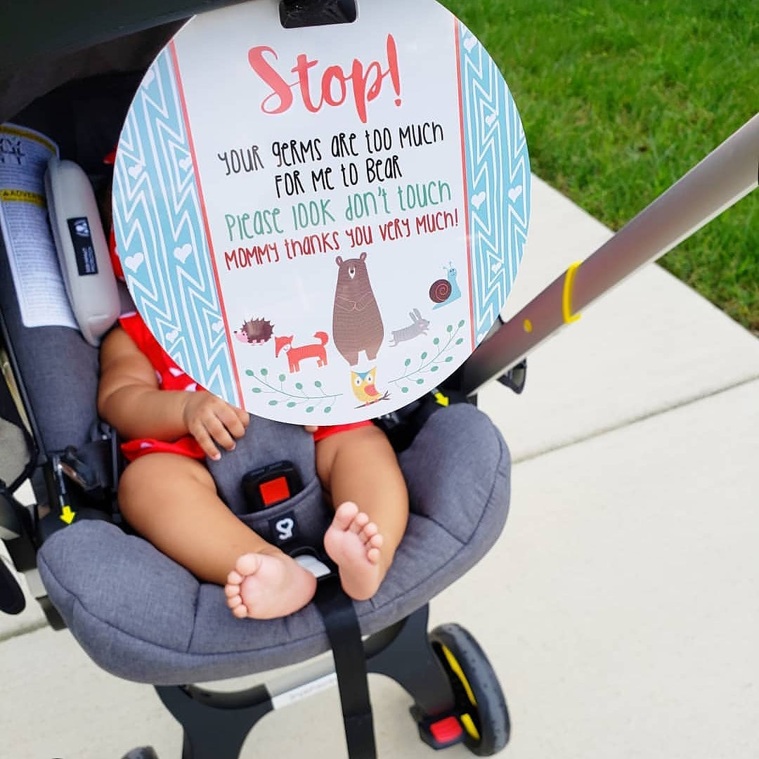 Three Little Tots Woodlands No Touching My Newborn Car Seat Sign Tag