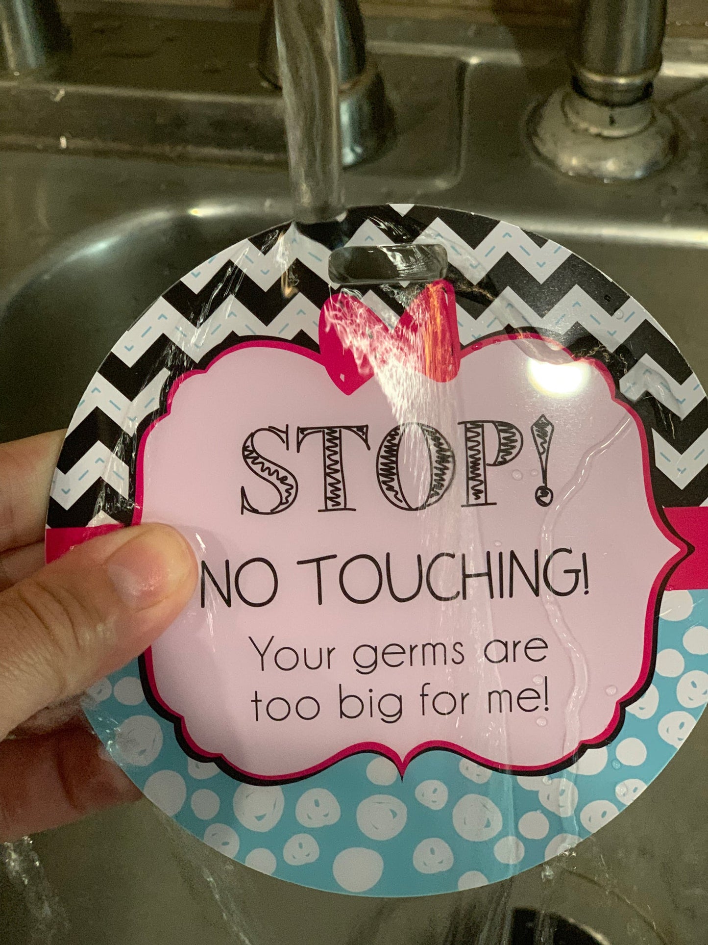 Three Little Tots Girl Zig Zag Please Don't Touch My Baby Car Seat Sign Tag