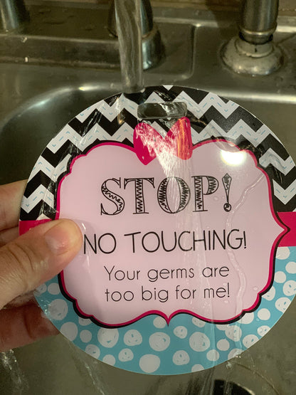 Three Little Tots Girl Zig Zag Please Don't Touch My Baby Car Seat Sign Tag