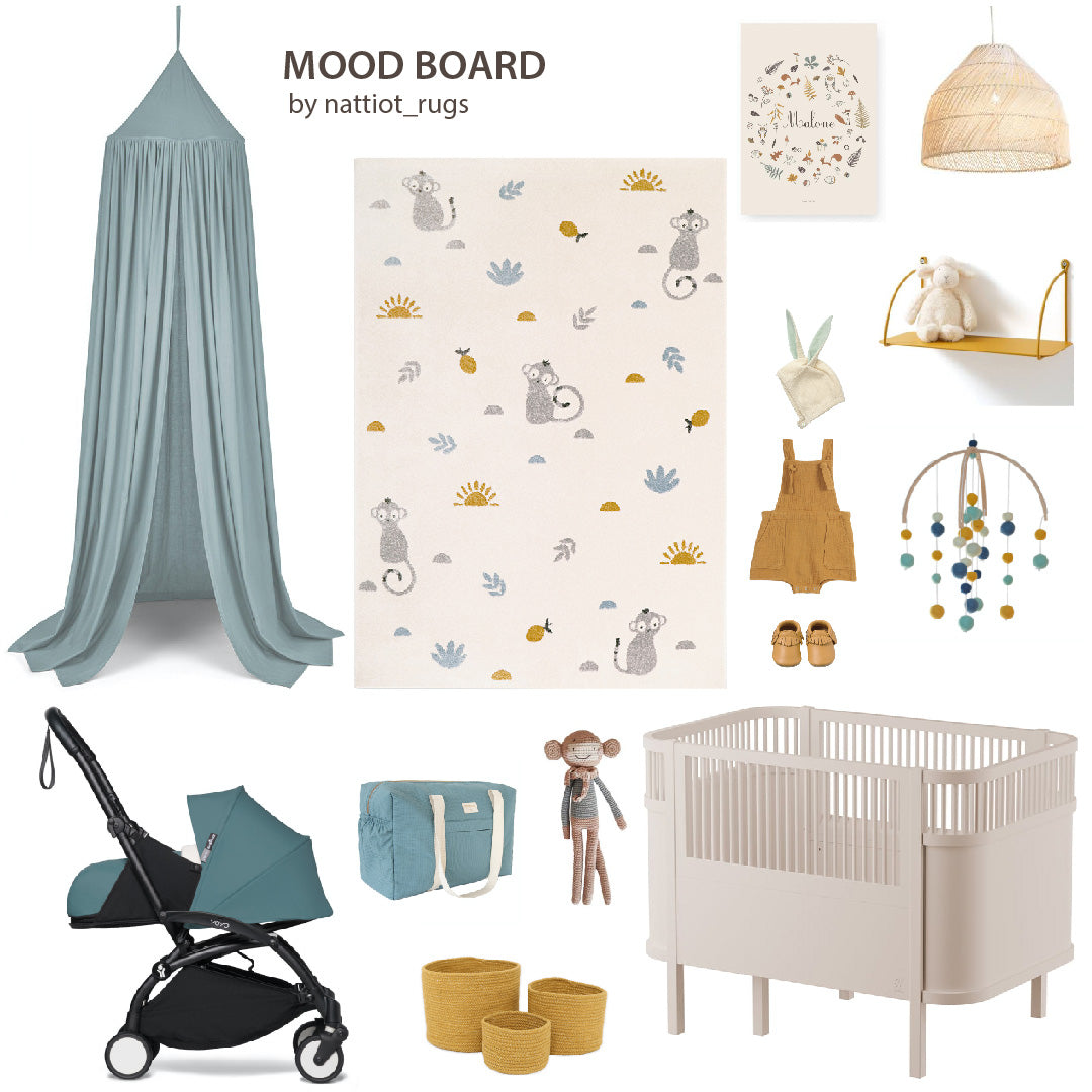 Nattiot Little Wild Monkey Honey M Children's Rug