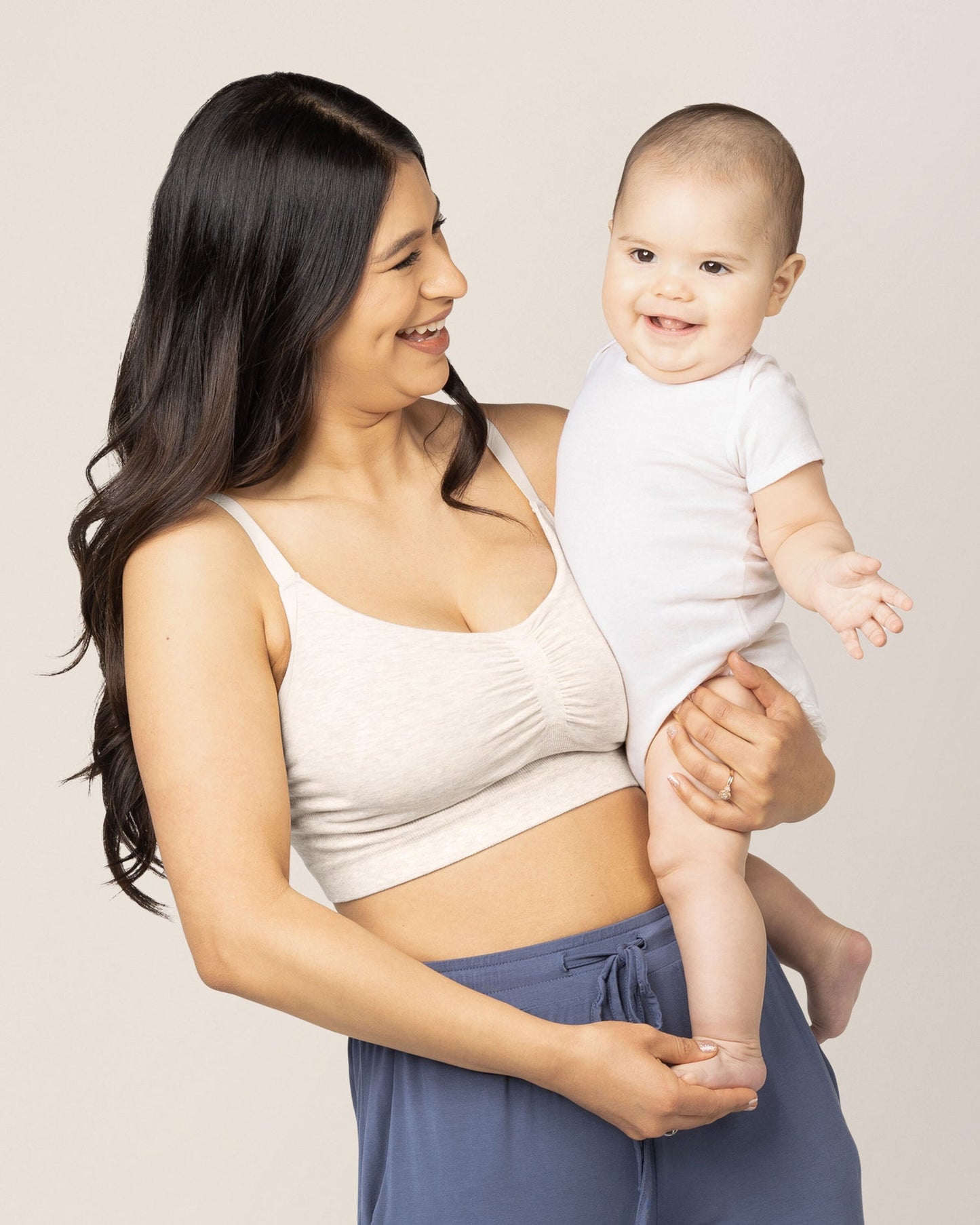 Kindred Bravely Sublime Bamboo Hands-Free Pumping Lounge & Sleep Bra Oatmeal Heather