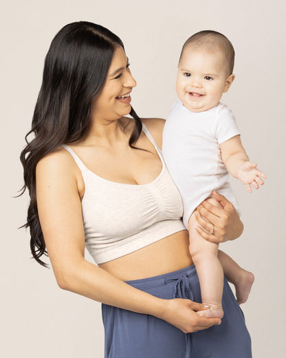 Kindred Bravely Sublime Bamboo Hands-Free Pumping Lounge & Sleep Bra Oatmeal Heather