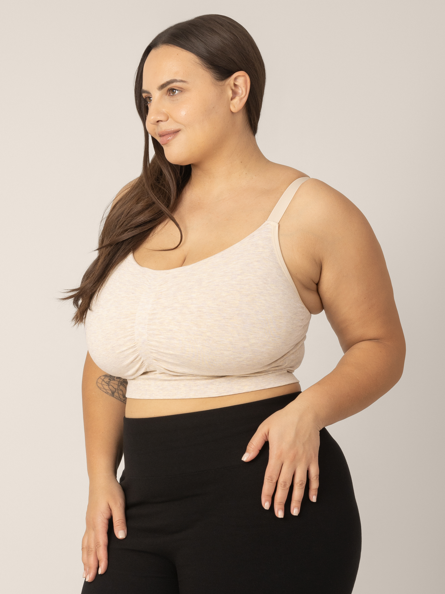 Kindred Bravely Sublime Bamboo Hands-Free Pumping Lounge & Sleep Bra Oatmeal Heather