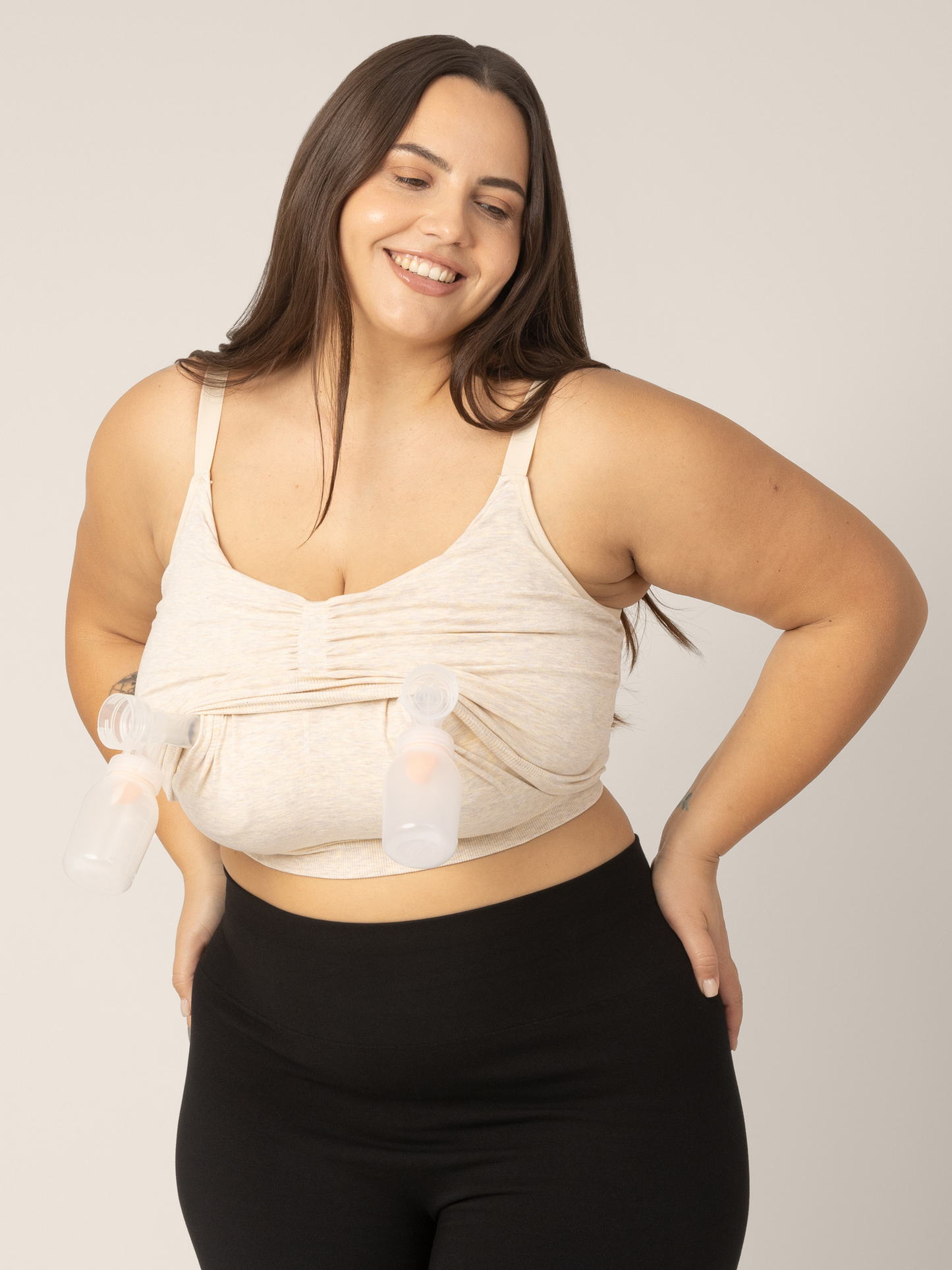 Kindred Bravely Sublime Bamboo Hands-Free Pumping Lounge & Sleep Bra Oatmeal Heather