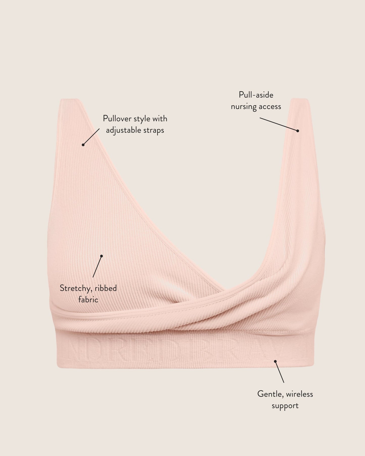 Kindred Bravely Sublime Adjustable Crossover Nursing & Lounge Bra Soft Pink