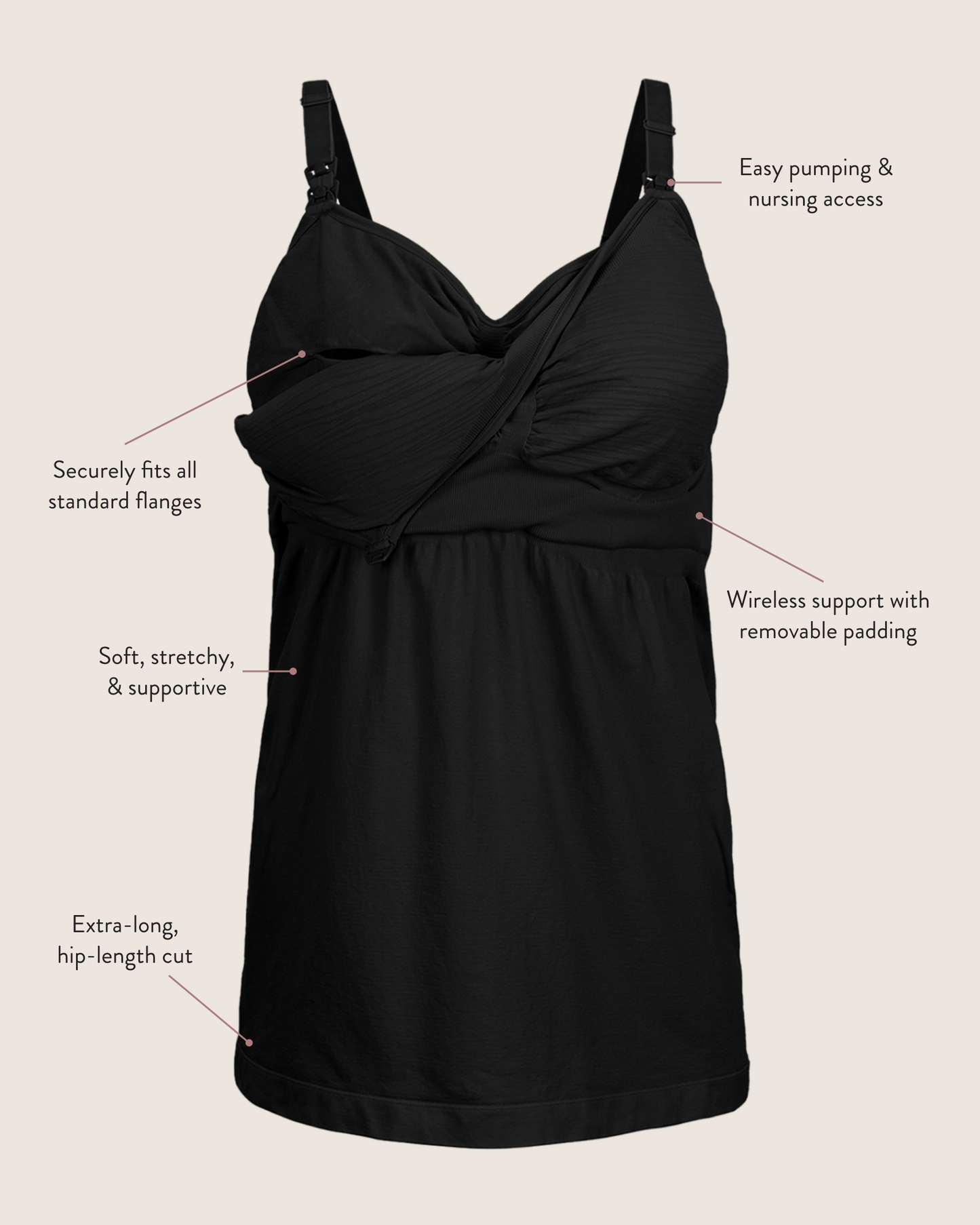 Kindred Bravely Sublime Hands-Free Pumping & Nursing Tank Black