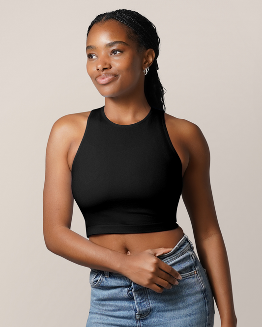 Kindred Bravely Sublime Bamboo Hands-Free Pumping Longline Bra Top Black