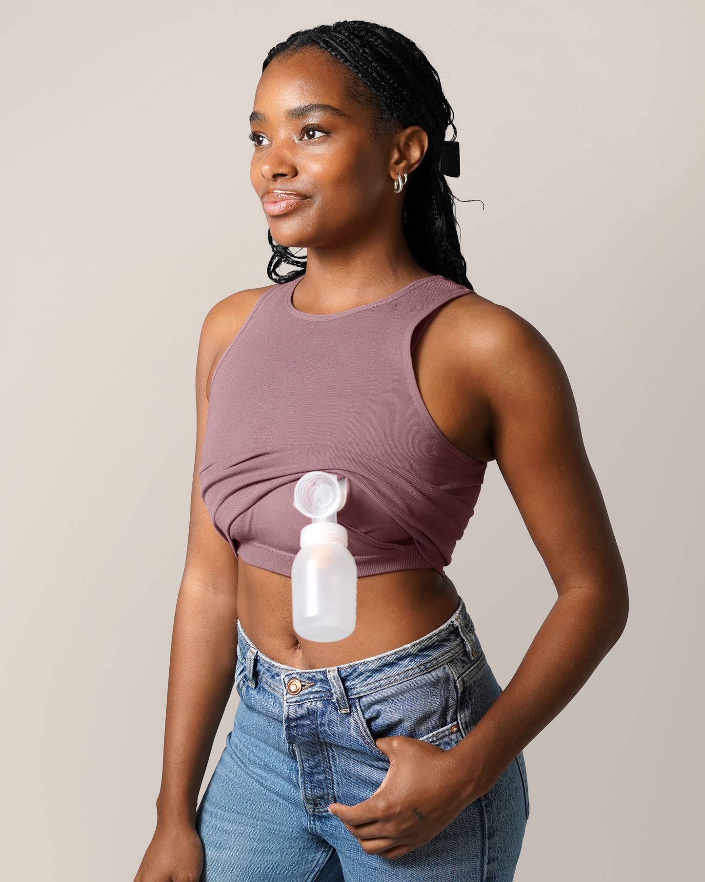 Kindred Bravely Sublime Bamboo Hands-Free Pumping Longline Bra Top Twilight