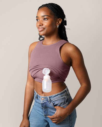 Kindred Bravely Sublime Bamboo Hands-Free Pumping Longline Bra Top Twilight