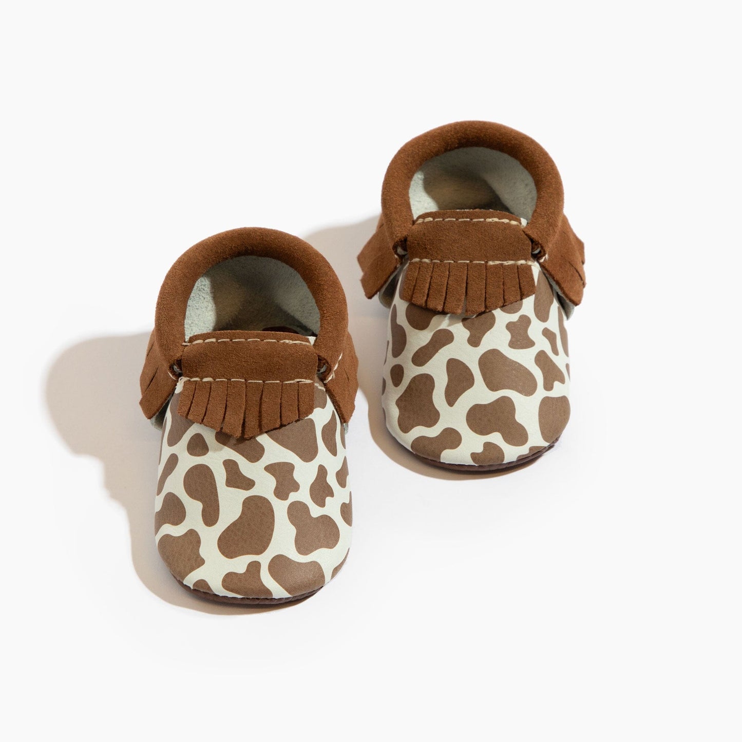Freshly Picked Suede Cow Print Moccasin Baby Shoe