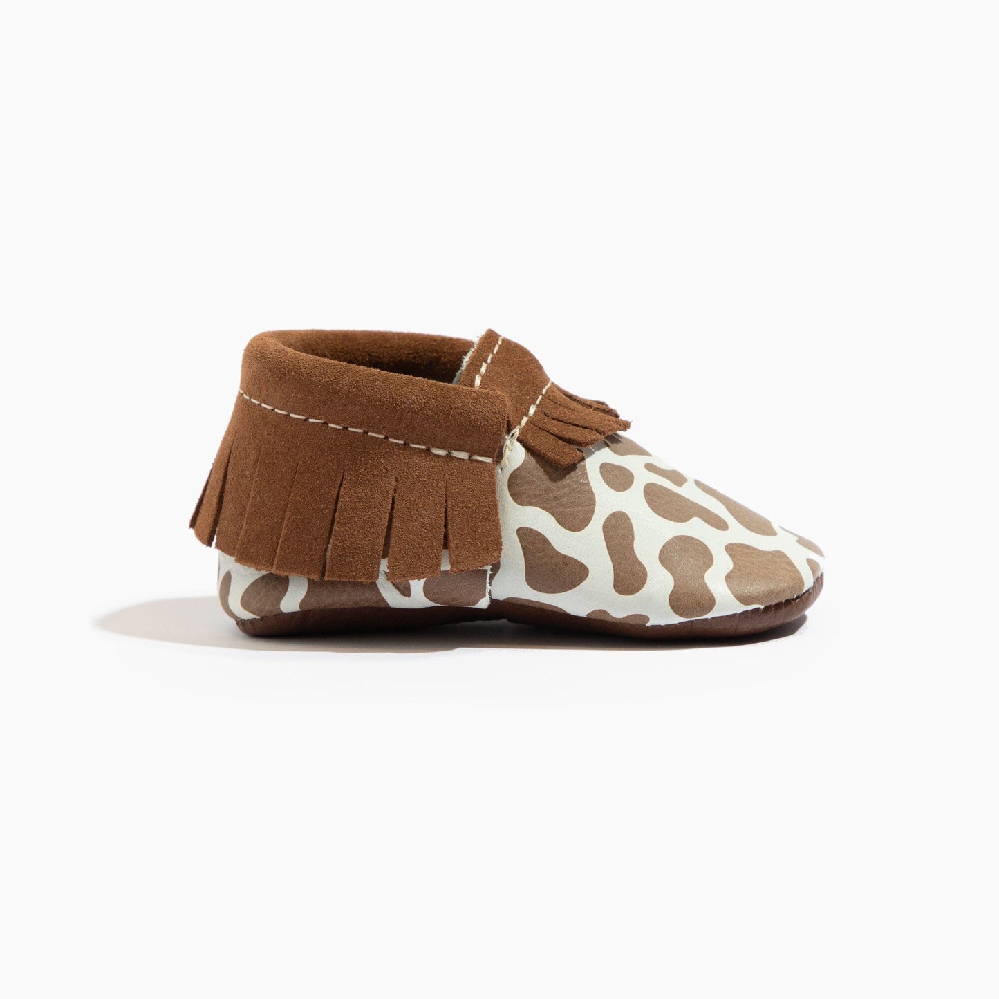 Freshly Picked Suede Cow Print Moccasin Baby Shoe