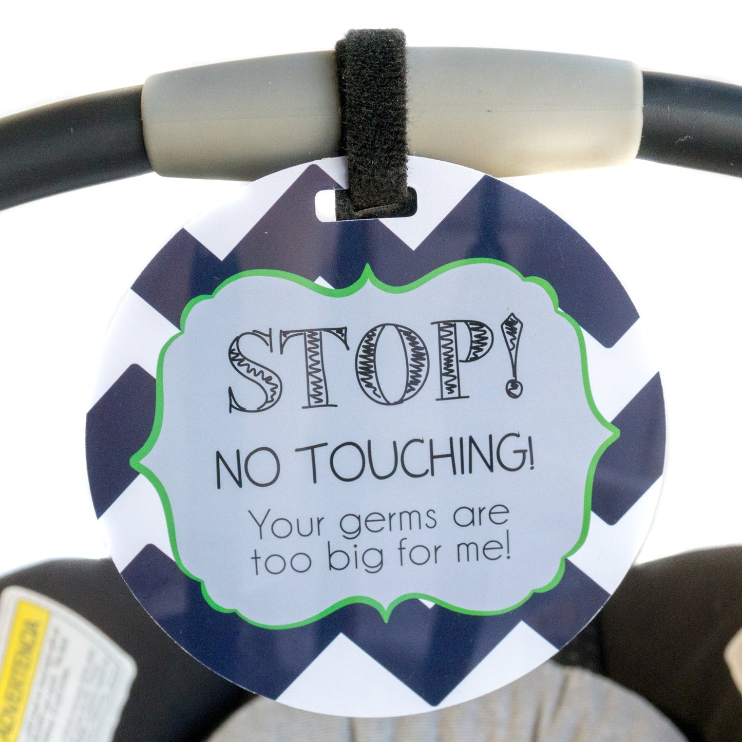 Three Little Tots Stop No Touching Boy Car Seat Sign Tag