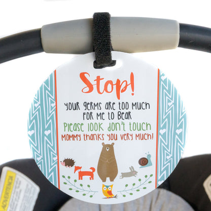Three Little Tots Woodlands No Touching My Newborn Car Seat Sign Tag