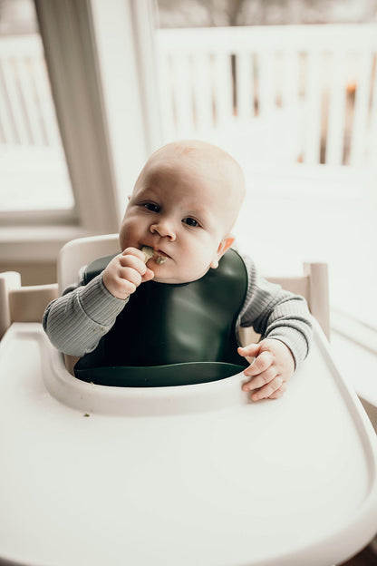 Three Little Tots Forrest Green Silicone Bib with Crumb Catcher