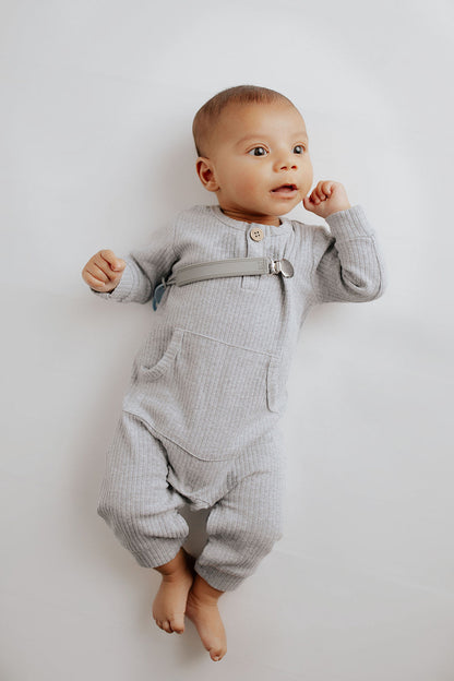 Three Little Tots Classic Gray All Silicone One Piece Pacifier Clip