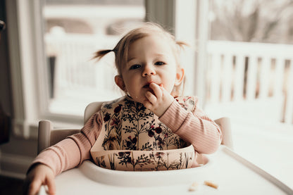 Three Little Tots Floral Silicone Bib with Crumb Catcher
