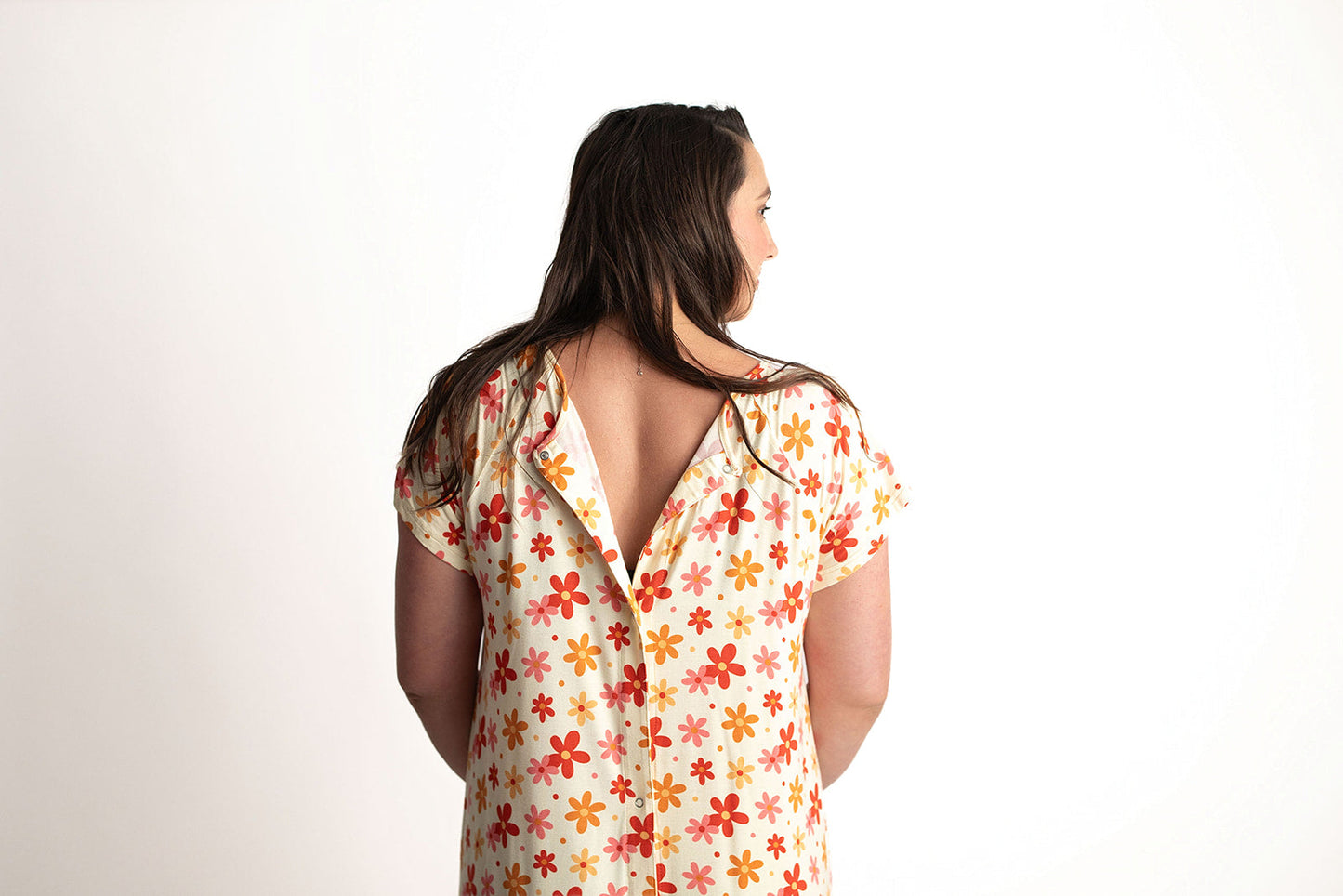 Three Little Tots 70s Groovy Mommy Labor and Delivery Nursing Hospital Gown