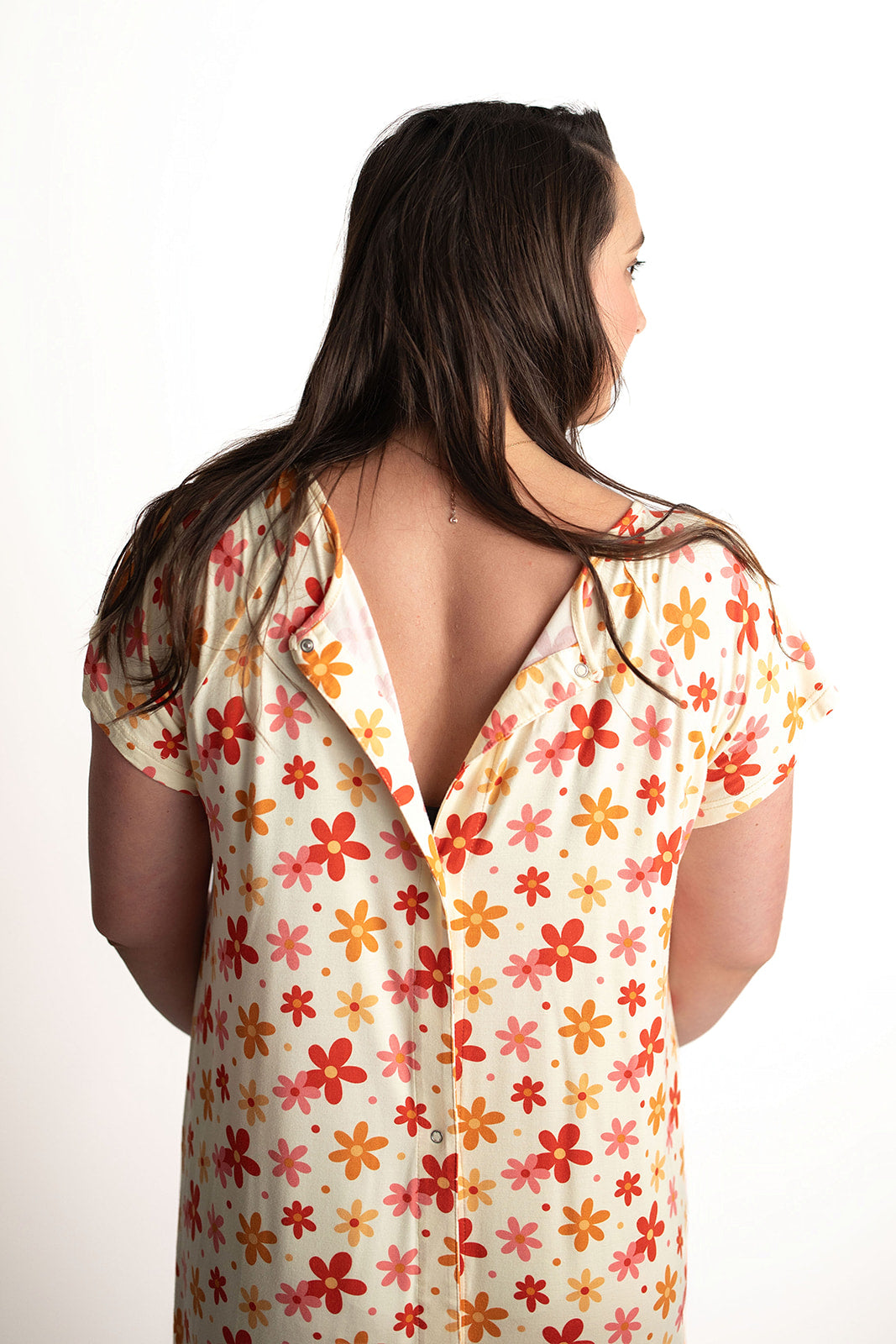 Three Little Tots 70s Groovy Mommy Labor and Delivery Nursing Hospital Gown