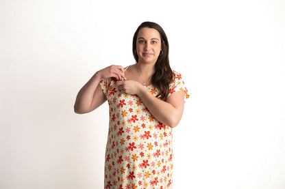 Three Little Tots 70s Groovy Mommy Labor and Delivery Nursing Hospital Gown