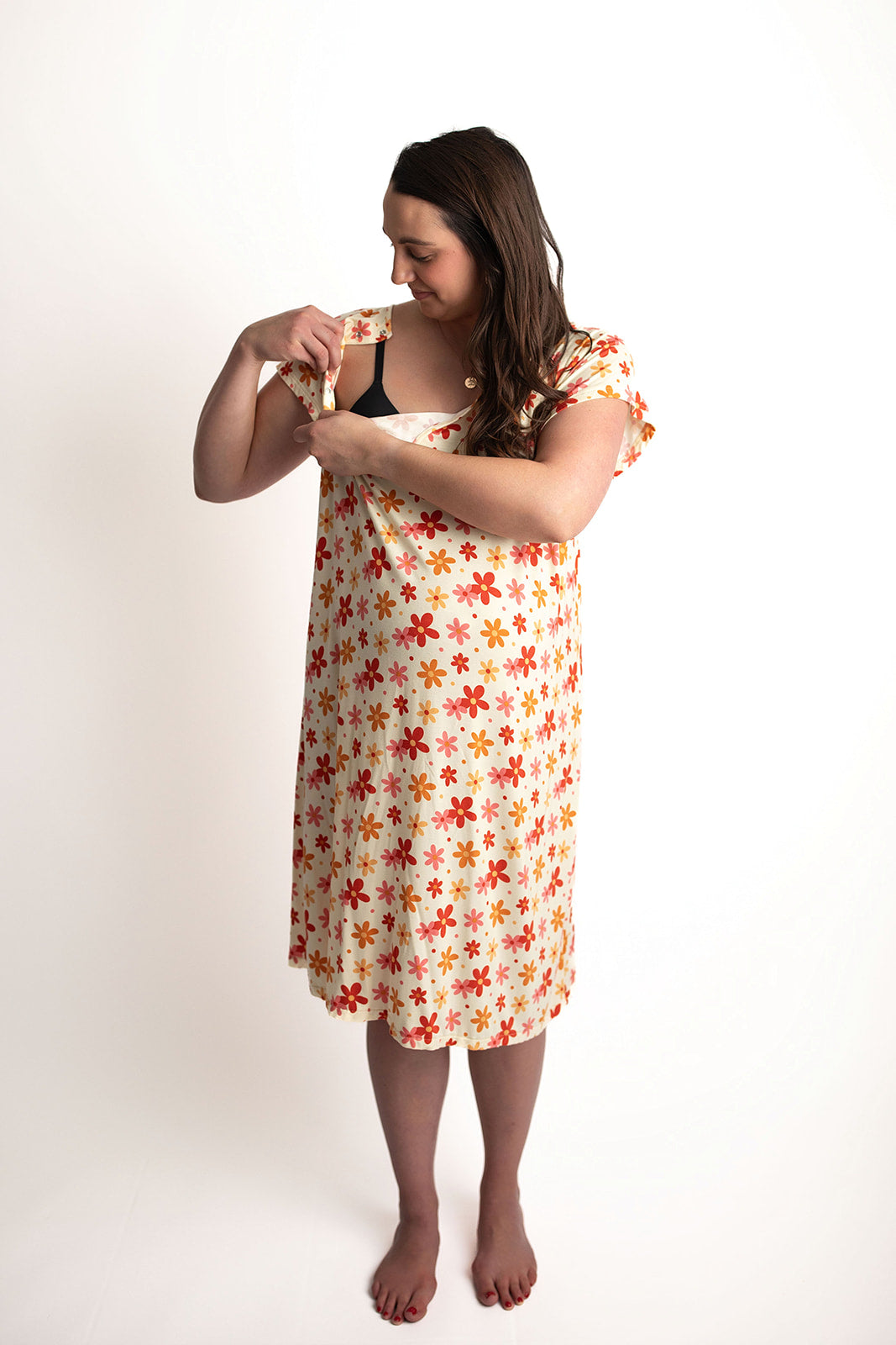 Three Little Tots 70s Groovy Mommy Labor and Delivery Nursing Hospital Gown