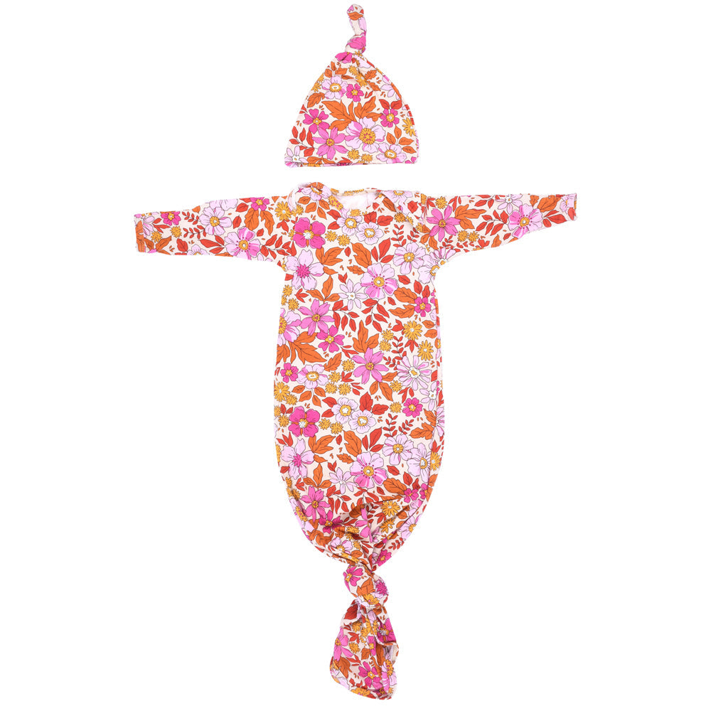 Three Little Tots Wild Child Knotted Newborn Baby Gown