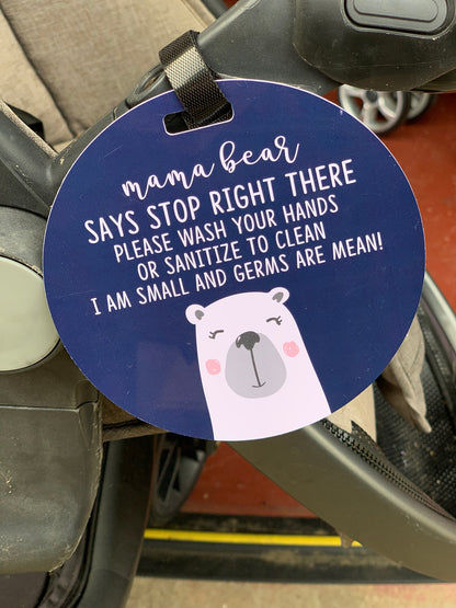 Three Little Tots Mama Bear Please Don't Touch My Baby Car Seat Sign Tag