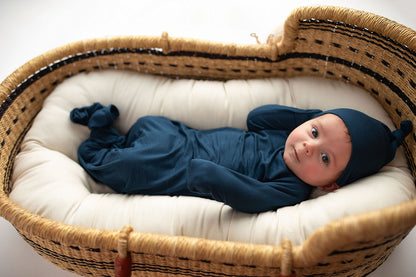Three Little Tots Navy Blue Knotted Newborn Baby Gown