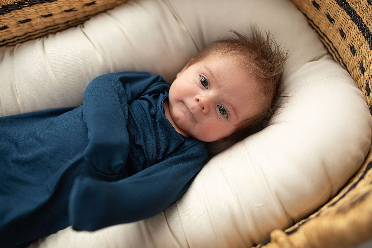 Three Little Tots Navy Blue Knotted Newborn Baby Gown