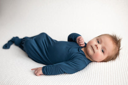Three Little Tots Navy Blue Knotted Newborn Baby Gown