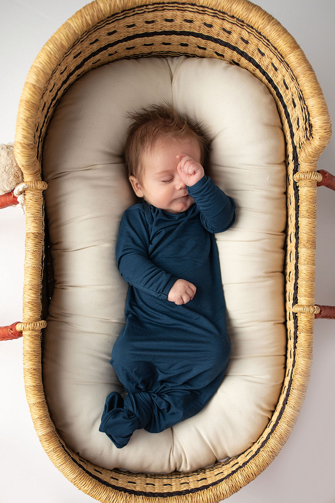 Three Little Tots Navy Blue Knotted Newborn Baby Gown