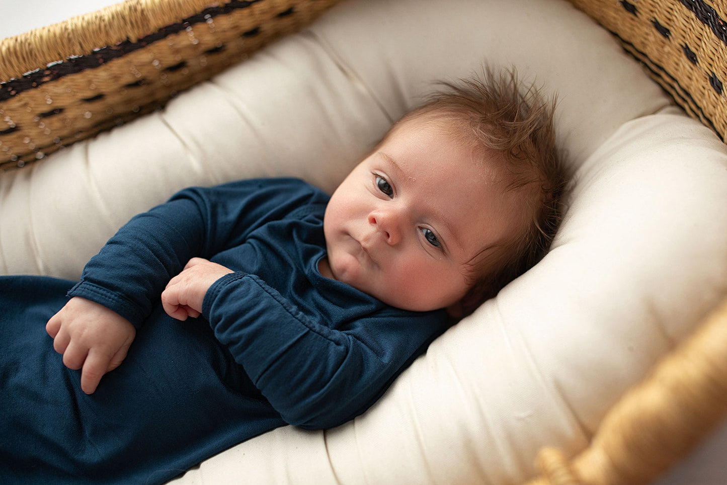 Three Little Tots Navy Blue Knotted Newborn Baby Gown
