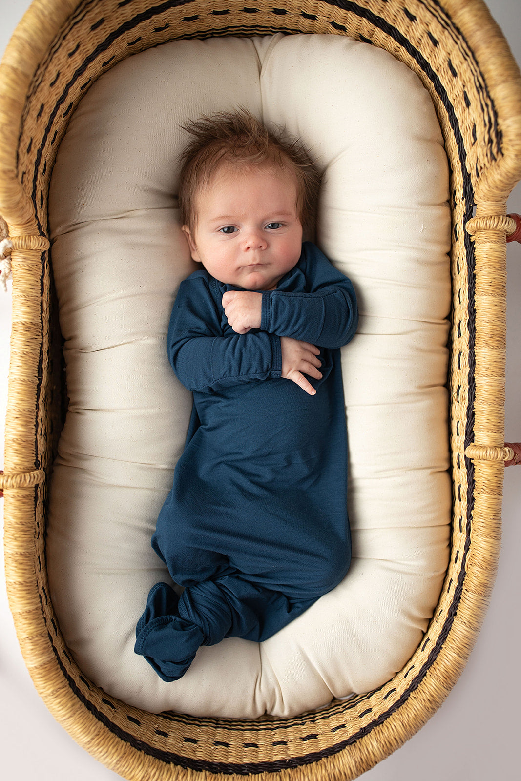 Three Little Tots Navy Blue Knotted Newborn Baby Gown