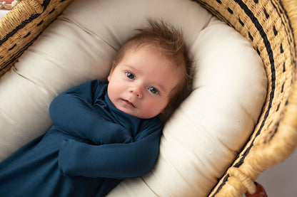 Three Little Tots Navy Blue Knotted Newborn Baby Gown