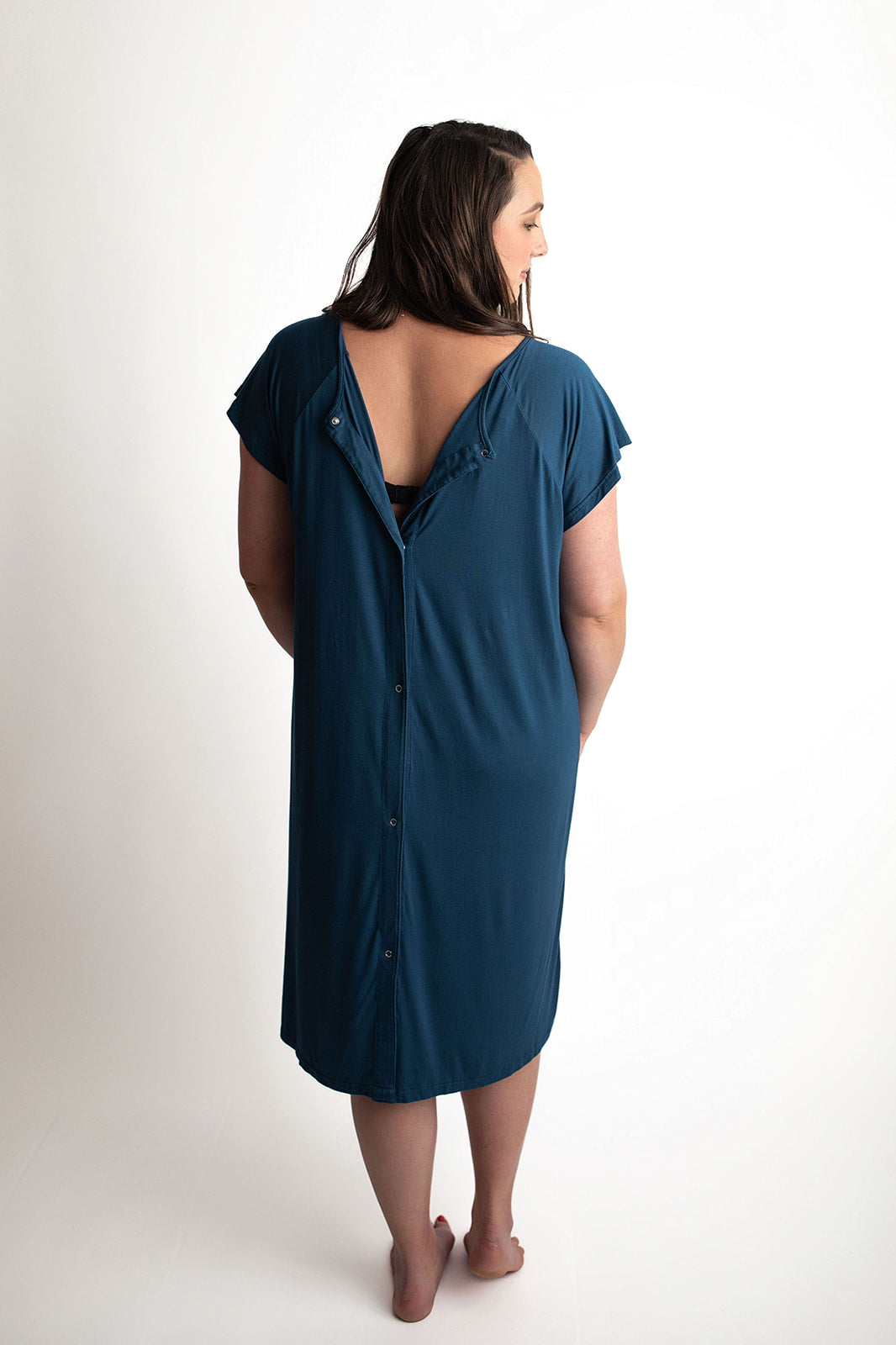 Three Little Tots Navy Blue Mommy Labor and Delivery Nursing Hospital Gown