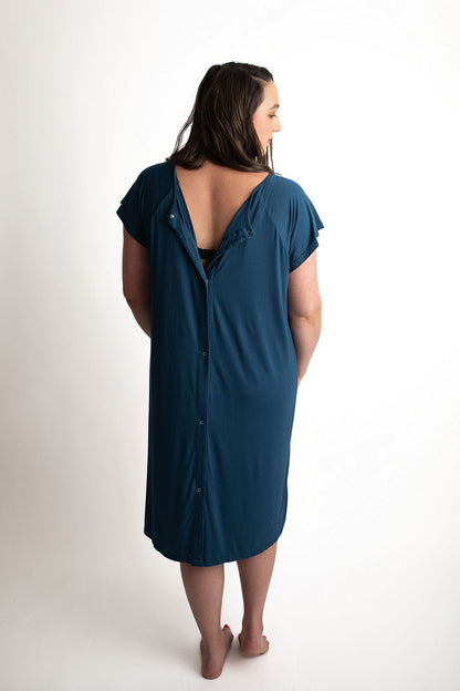 Three Little Tots Navy Blue Mommy Labor and Delivery Nursing Hospital Gown