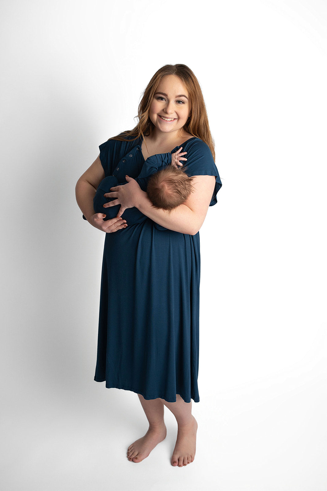 Three Little Tots Navy Blue Mommy Labor and Delivery Nursing Hospital Gown