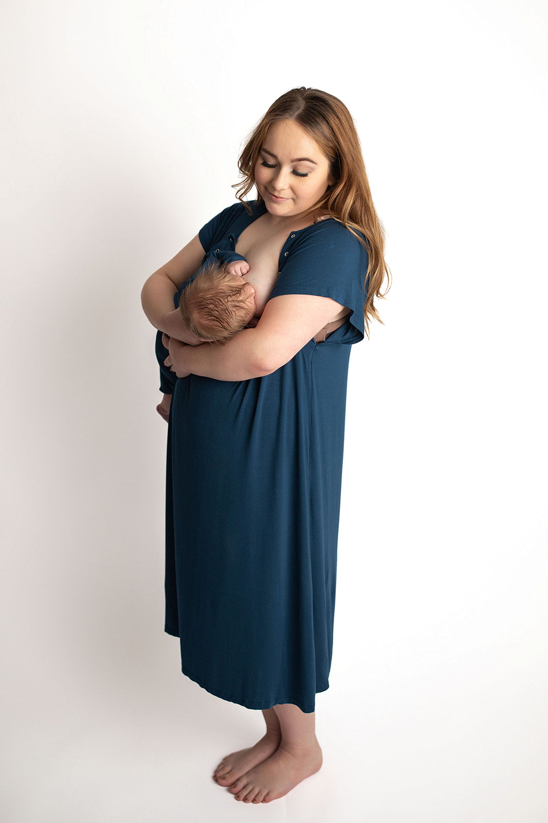 Three Little Tots Navy Blue Mommy Labor and Delivery Nursing Hospital Gown