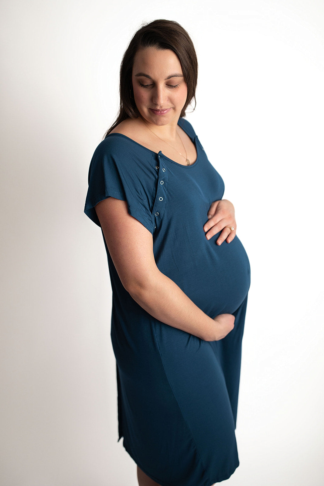 Three Little Tots Navy Blue Mommy Labor and Delivery Nursing Hospital Gown