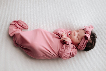 Three Little Tots Rose Knotted Newborn Baby Gown