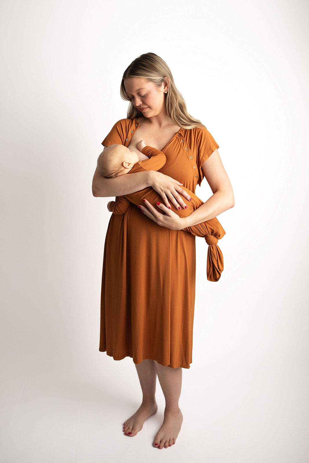 Three Little Tots Saddle Tan Mommy Labor and Delivery Nursing Hospital Gown