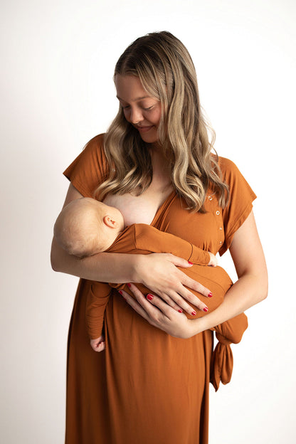 Three Little Tots Saddle Tan Mommy Labor and Delivery Nursing Hospital Gown