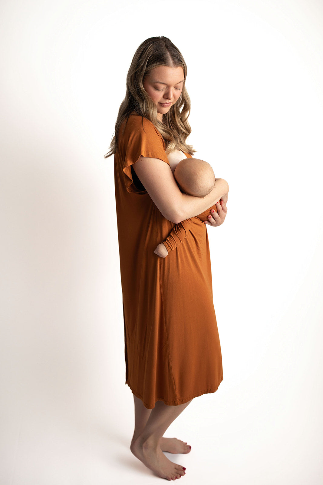 Three Little Tots Saddle Tan Mommy Labor and Delivery Nursing Hospital Gown
